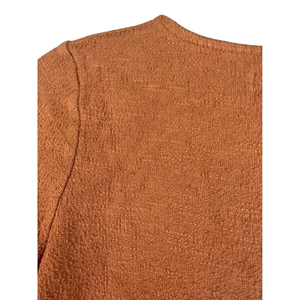 Madewell Womens Rust Orange Textured Slub Cotton V-Neck Puff Sleeve Top Small